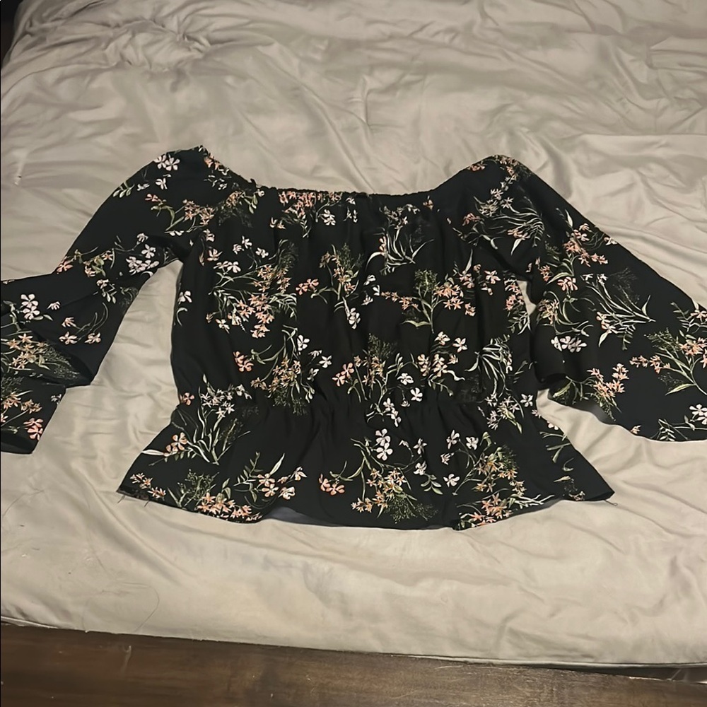 Ruffled Peplum Blouse in Pink and White